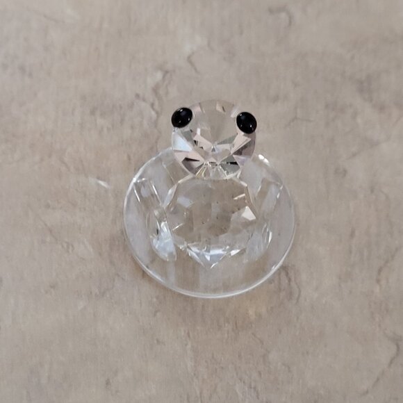 Crystal Miniature Frog with Black Eyes on Lily Pad - Picture 3 of 5